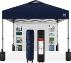 Best Choice Products 10x10ft Pop Up Canopy Tent with Sidewall, 1 Person 1 Minute Set Up, Carry Case, 4 Weight Bags - Navy Blue