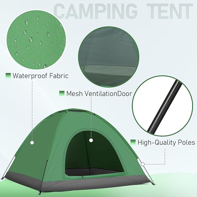 3-4 Person Camping Tent, Camping Dome Tent,Easy Setup Outdoor Tents Water Resistant Lightweight Portable for Family Backpacking Camping Hiking Traveling