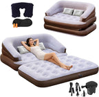 Full Size Inflatable Sofa Bed with Air Pump,2-in-1 Blow-Up Couch and Folding Air Mattress Bed for Home,Camping,and Guests