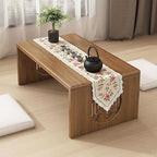 Japanese Folding Coffee Table, Foldable Low Coffee Tables, Bamboo Floor Table Desk for Sitting on The Floor, No Assembly, Portable Living Coffee Table (31.5Inch)