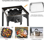 Giantex Outdoor Single Burner Stove, High Pressure Burner Stand Max. 100,000 BTU, 0-20 PSI Regulator Detachable Legs, Portable Propane Grill Burner Stove for Camping Picnic Cookout