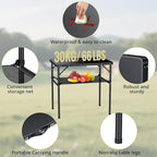 Anbte 3ft Camping Table Foldable with Storage Net, 3 Heights Max 29.5" Aluminum Camping Table with Portable Handle, Lightweight, for Travel Outdoor Beach Picnic Patio Indoor, 36" x 24", Pure Black