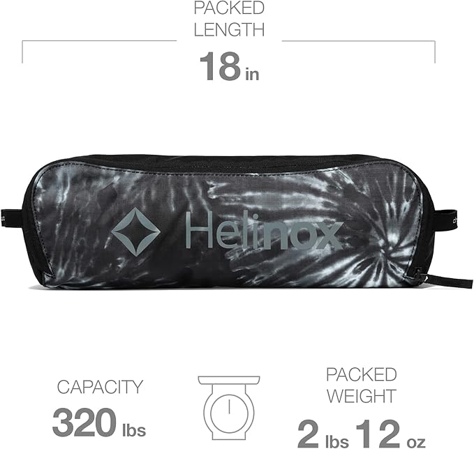 Helinox Chair Two Ultralight, High-Back, Collapsible Camping Chair, Black Tie Dye, with Pockets