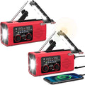 Emergency Weather Radio NOAA AM FM WB with 4000mAh Rechargeable Radio, USB Solar Hand Crank Charging, Flashlight, SOS Alarm, Reading Lamp Portable for Outdoor Indoor Emergencies, 2 Pack