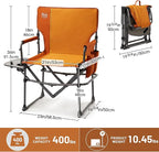 TIMBER RIDGE Aluminum Camping Directors Chair with Side Table Pocket, Portable Folding Chair, Heavy Duty Lawn Chair for Fishing Trip Picnic Concert Outdoor 400lbs, Orange 2 Pack