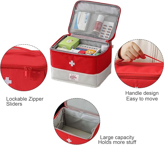 Travel Medicine Bag Organizer, Medical Bag Empty, for Home, Travel, Camping, Car, Hiking & Outdoor Emergencies, Emergency Medical Kits