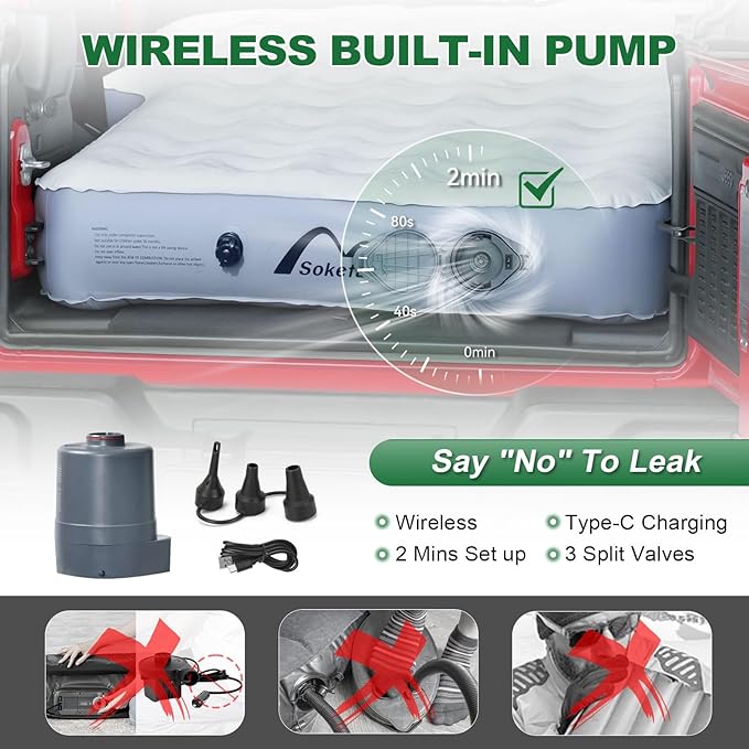 SUV Air Mattress Jeep Wrangler Air Mattress Jeep Mattress with Wireless Air Pump,Car Mattress Jeep Wrangler Bed 10inch SUV Camping Bed for JK JKU JL JLU Unlimited 4 Door