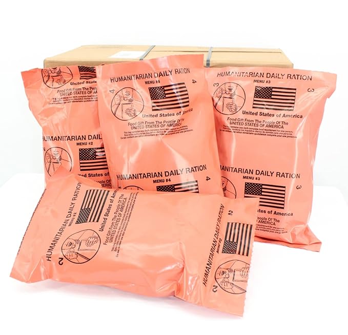4 Meal HUMANITARIAN DAILY RATION MRE - RANDOM MENU - Inspection date of 10/2022 or Newer