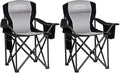 2PCS Folding Camping Chair, Heavy Duty Portable Lawn Chairs with Cooler Bag, Side Pocket & Cup Holder, Folding Chairs for Outside Support 450lbs Black