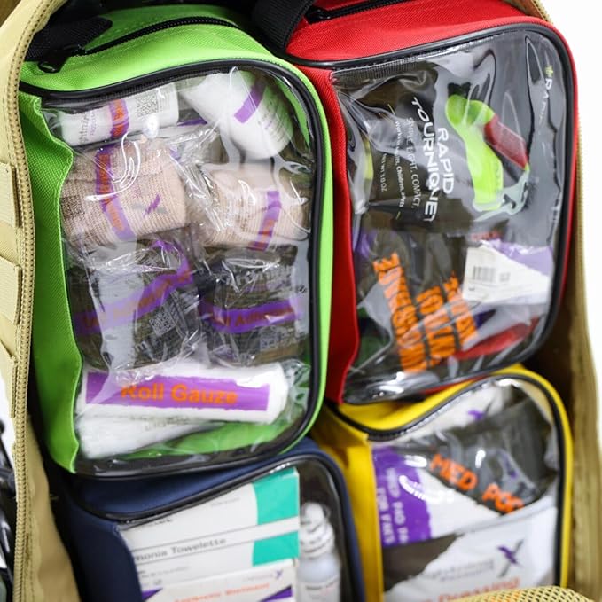 Lightning X Stocked Modular Trauma & Bleeding First Aid Responder Medical Backpack + Kit - TAN