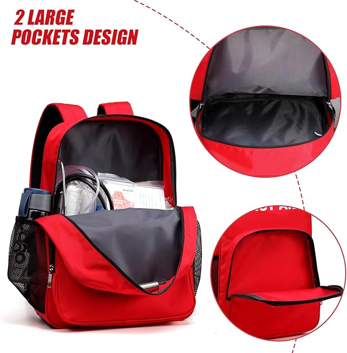 First Aid Backpack Emergency Empty Waterproof Survival First Responder Trauma Bag Travel Home Outdoor Camping (Red)