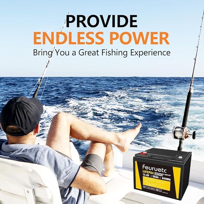 12V 50Ah Lithium Battery - Built-in 50A BMS, 5000+ Deep Cycles LiFePO4 Battery, Perfect for RV, Camping, Home Storage,Trolling Motor,Solar, Power Wheel Chair, Travel Trailer (2 Pack)