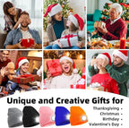 YMHB Unisex Beanie Hat with Light, USB Rechargeable LED Headlamp Hat Night Light Cap Christmas Stocking Stuffers Gifts for Men Dad Father Husband (Pink)