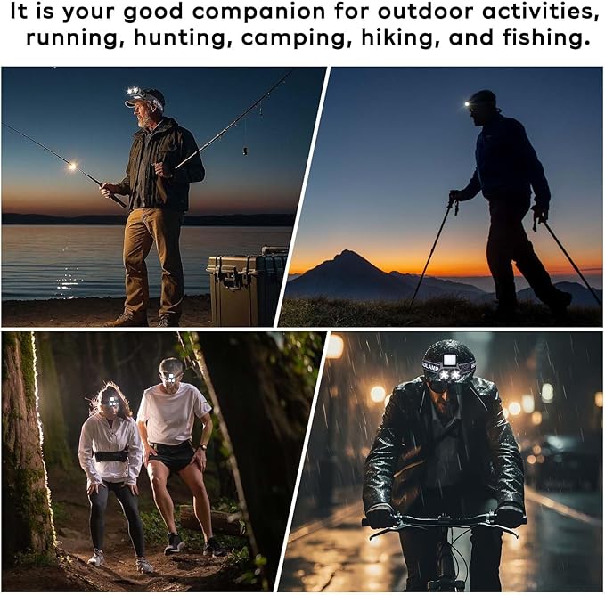 2 Pack LED Hat Clip Lights, 900LM Dimmable Rechargeable Cap Flashlight, 180° Adjustable Headlamp with Zoom & Floodlight, Waterproof Hat Light for Running, Camping, Fishing, Hiking, Emergency (Black)