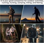 2 Pack LED Hat Clip Lights, 900LM Dimmable Rechargeable Cap Flashlight, 180° Adjustable Headlamp with Zoom & Floodlight, Waterproof Hat Light for Running, Camping, Fishing, Hiking, Emergency (Black)