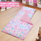 Kids Nap Mat Portable Slumber Bags with Removable Pillow and Blanket for Girls Boys, Lightweight Extra Large Sleeping Bag for Preschool Camping Daycare