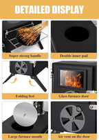 Camping Stove for Hot Tents, LAMA 304 Stainless Steel Wood Burning Stove with Stainless Wall Chimney Pipes for Tents, Shelter, Outdoor Portable Stove for Camping Heating and Cooking