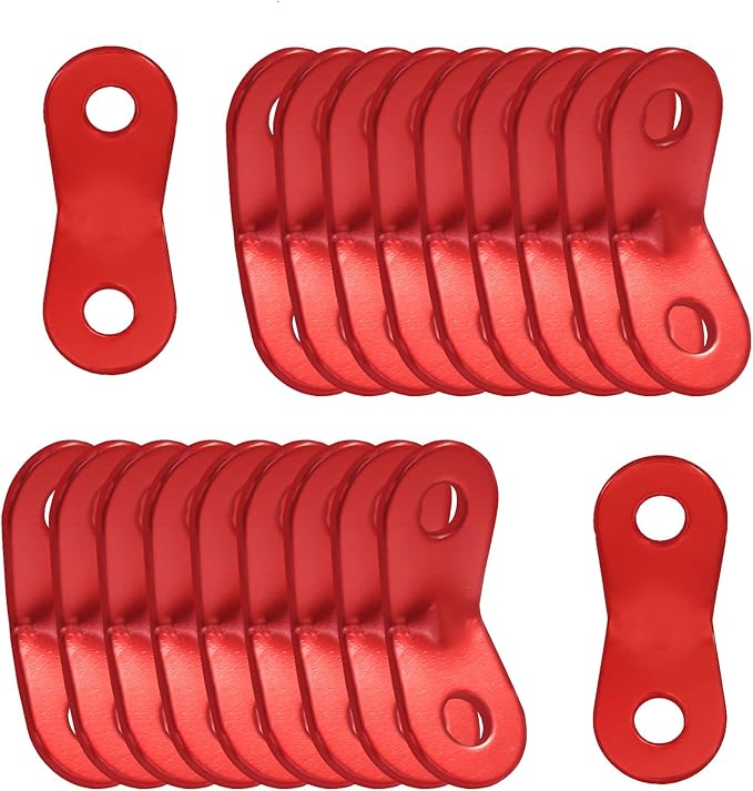 BokWin 20 Packs Tent Tensioners, Guyline Cord Adjusters & Wind Rope Buckles - Aluminum Alloy Camping Accessories for Secure Shelter Setup - Strong Outdoor Gear for Camping, Hiking, Backpacking - Red