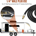 12 FT RV 1/4'' Quick Connect Propane Hose,3/8 Female Flare Nut for Camp Chef Explorer, Fire Bowl Camping Stove Grill Fire Pit Heater,with Elbow Adapter for Blackstone Griddle 17"/22"
