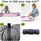 Personalized Toddler Nap Mat for Preschool, Custom Name Kids Sleeping Bag for Daycare, Kindergarten Roll Up Sleeping Mat with Removable Pillow and Soft Blanket, Fun Themes for Boys & Girls