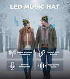 Bluetooth Beanie Hat, USB Rechargeable 4 LED Wireless Music Running Headlamp Cap, Gifts for Christmas, Stocking Stuffer & White Elephant Gifts for Men, Women, Him, Her