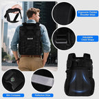 25L Insulated Cooler Backpack with Waterproof Zipper & Multi-Compartment Design Leakproof Lunch Bag for Beach, Camping, Office - Spacious Thermal Light-Weight Backpack for Men and Women-Black