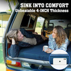 Hikenture 4 INCH Thick Self Inflating Sleeping Pad 9.5 R Value, Comfort Plus Camping Mattress with Pump Sack, Inflatable Foam Insulated Camping Pad, Camping Mat 4-Season (Light Blue, Double (80"×52"))