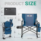 Overmont Oversized Lightweight Camping Chair - Portable Comfortable Heavy Duty Foldable Directors Chairs with Side Table & Cooler Bag for Outside Camp Beach Picnic Lawn and Fishing Supports 400lbs