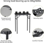Anbte 2ft Folding Grill Table Max 29.5", 3 Adjustable Height Lightweight Camping Table with Heat-Resistant Mesh Tabletop Portable Handle, Waterproof, for Cooking BBQ Outdoor, 22.8" X 16", Black