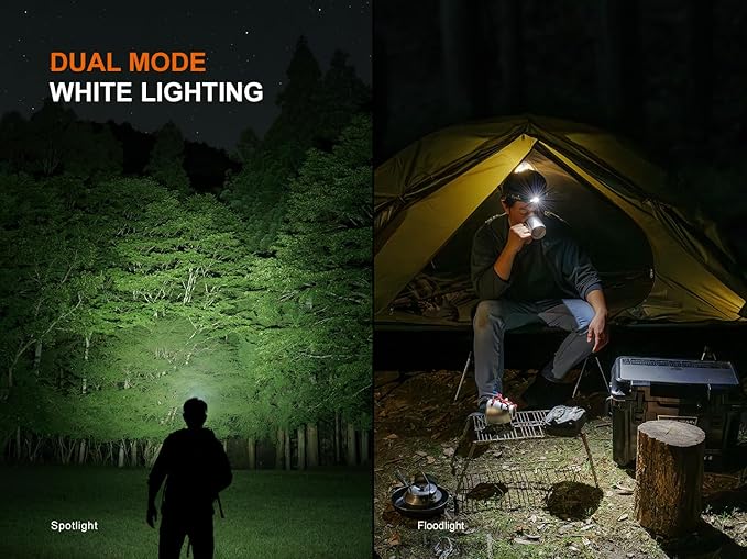 Fenix HM55R Rechargeable Headlamp, 1200 Lumen Spotlight Floodlight & Red Light, Lightweight, Long Runtime, USB-C Charging, Waterproof for Camping, Hiking, Running with Lumentac Organizer (Black)