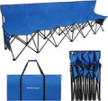 G GOOD GAIN Portable Soccer Bench - Team Bench Soccer 6 Seats with Bag, Sideline Folding Bench, Folded Chair Seating 6 for Football Camp Outdoor Sport Events, Team Chairs for Adults, Blue