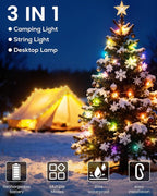 Camping String Lights, 32.8ft Retractable RGB Tent String Lights, Rechargeable LED Hanging Tent Lantern, Portable Twinkle Camp Lamp for Outdoor Backyard Patio Awning Canopy RV Essentials, Green