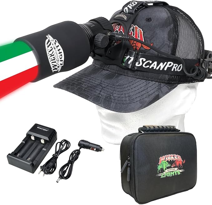 Wicked Lights ScanPro iC GEN4 3-Color-in-1 (Green, Red, White LED) Night Hunting Headlamp Kit for Coyote, Predator, Varmint & Hogs W2100