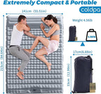 Double Camping Air Mattress with Built-in Foot Pump – Heavy-Duty 2 Person Inflatable Sleeping Pad, Waterproof & Portable for Hiking, Backpacking, Beach – Upgraded 84.6" x 51.5" (Grey)