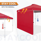 EAGLE PEAK Commercial Canopy 10x10 Pop Up Canopy Tent with 1 Sidewall, Easy Setup Heavy Duty Instant Event Shelter for Vendors & Markets, Outdoor Sun Shade, Red