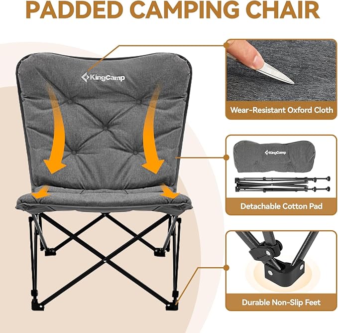 KingCamp Padded Oversized Camping Chair Camping Table Folding Portable Table for Indoor Outdoor Picnic Backyard, 53.5"X27.5"