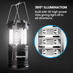 3 Pack LED Camping Lantern, LED Lanterns, Suitable Survival Kits for Hurricane, Emergency Light for Storm, Outages, Outdoor Portable Lanterns, Black, Collapsible | Batteries Included