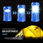 LED Camping Lantern, Solar and Rechargeable Lantern Flashlight Collapsible and Portable Light for Daily/Camp/Hiking/Night Fishing/Emergency/Hurricanes/Storm(Blue, 1 Pack)