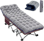 Slsy Folding Camping Cot for Adults with Pad, Padded Portable Sleeping Cots, Camp Bed with Carry Bag for Outdoor Travel, Beach, Hiking