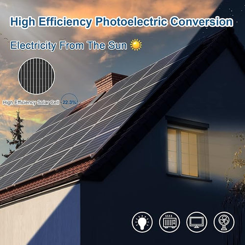 ACOPOWER Solar Panel 100 Watt 12V Black Monocrystalline High-Efficiency Module Off Gird PV Power with Solar Connectors for Battery Charging Boat Caravan RV
