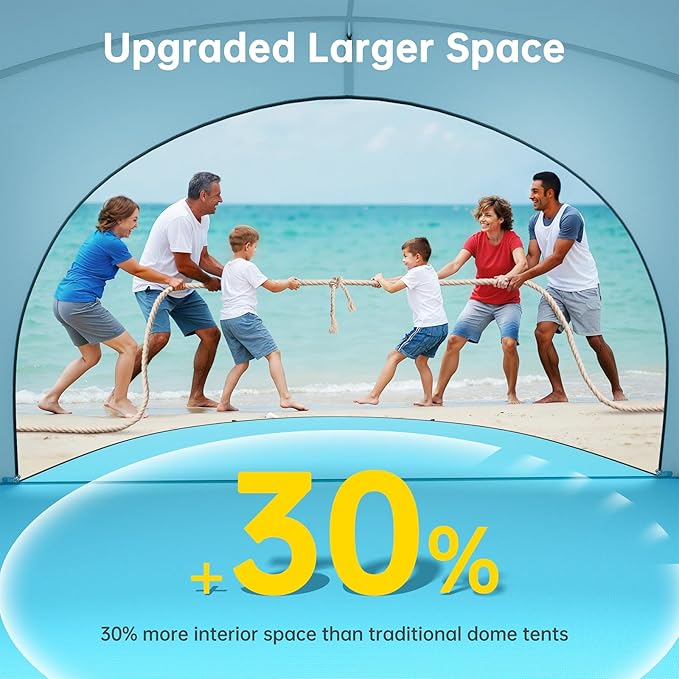 Beach Tent Sun Shelter, Beach Shade Tent with UPF50+ UV Protection, Sun Shelter for 1-6 Person, Beaches Shade with 2 Zippered Doors, Portable Tents for Camping Fishing, Light Blue