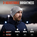 Unisex Beanie Hat with Light, Rechargeable Headlamps Cap, Gifts for Men, Hiking, Camping headlamps, Cool Gadget Birthday Gifts for Men, Women, Dad, Father, Boyfriend, Grey