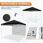 EAGLE PEAK Commercial Canopy 10x10 Pop Up Canopy Tent with 1 Sidewall, Easy Setup Heavy Duty Instant Event Shelter for Vendors & Markets, Outdoor Sun Shade, Black