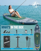 10'6''x33''Inflatable Stand Up Paddle Board, 400lbs Extra Wide Blow Up Paddle Board with Kayak Seat, Premium SUP Accessories Kit & Backpack, Non-Slip Stable Deck Boat for Yoga Fishing Surf