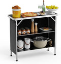 VINGLI Camping Table, Aluminum Portable Bar Table 39''L x 34''H, 2-Tier Storage Shelves, Removable Oxford Cloth, Carrying Bag, Lightweight Folding Table for Events, Outdoor, Party, Picnic
