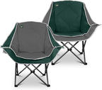 Northroad 2 Pack Oversized Camping Chair,Outdoor Padded Folding Lawn Chair w/Cup Holder,Carry Bag for Beach, Hiking, and Picnics,Heavy-Duty 300-lbs Capacity, Grey&Green