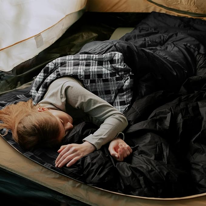ShinHye 0 Degree Sleeping Bag for Adults - Cotton Flannel 4 Season Cold Weather Winter, XXL Big and Tall Camping Sleeping Bag with Compression Sack