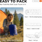 Sleeping Bag for Adults Warm Weather, Compact Lightweight Backpacking Sleeping Bag with Compression Sack, Camping Essentials Gear for Hiking Travel Climbing Outdoor & Indoor Use