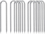 Rebar-Stakes-12-Inch, Ground Stakes Heavy Duty U-Hook Galvanized Anti-Rust Ground Anchors for Camping Tent Trampoline Accessories Dog Fence Chicken Coop Deer Fence 10pcs