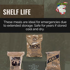 MRE Ready to Eat Meals - Emergency Food Kits, Pack Of 6 w/Entrees, Dessert, Flameless Heater & Accessories – Emergency Meals For Camping Hiking & Other Outdoor Activities